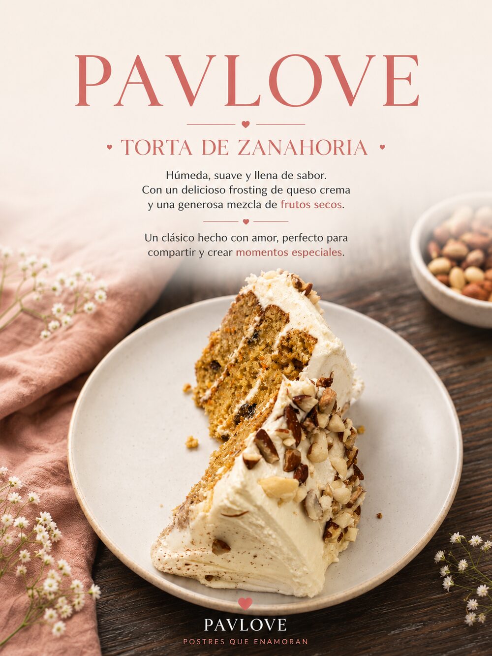 Porción de Torta de Zanahoria de Pavlove